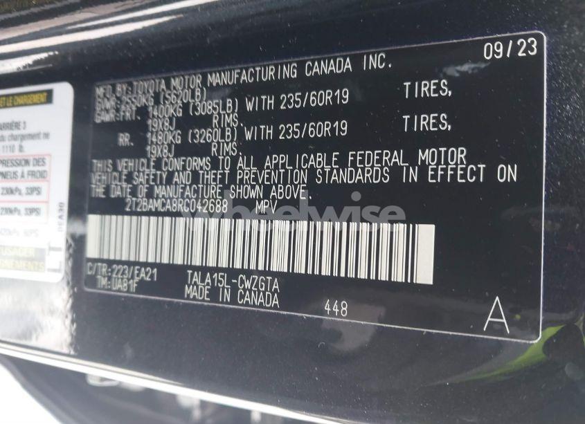 Photo 9 of 2024 Lexus Rx 350 PREMIUM (VIN 2T2BAMCA8RC042688)