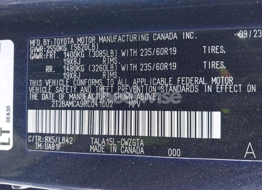 Photo 9 of 2024 Lexus Rx 350 PREMIUM PLUS (VIN 2T2BAMCA9RC041002)