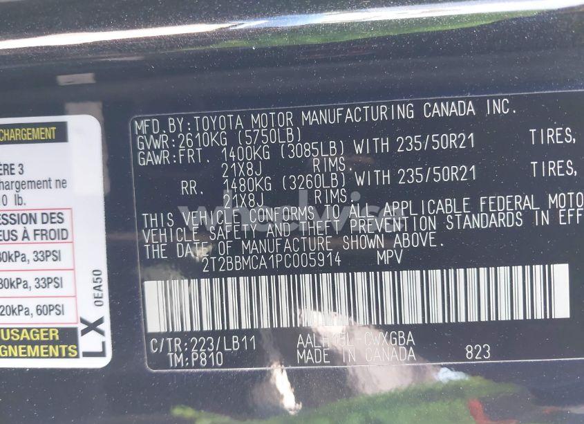 Photo 9 of 2023 Lexus Rx 350H PREMIUM PLUS (VIN 2T2BBMCA1PC005914)