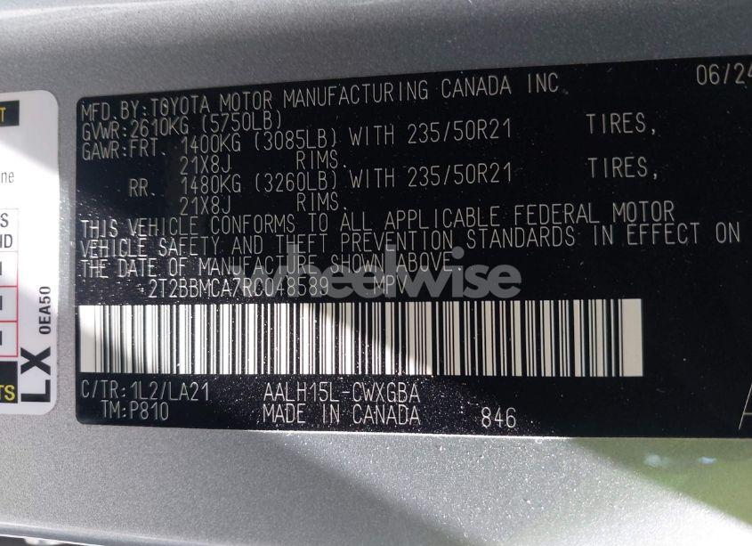 Photo 9 of 2024 Lexus Rx 350H LUXURY (VIN 2T2BBMCA7RC048589)