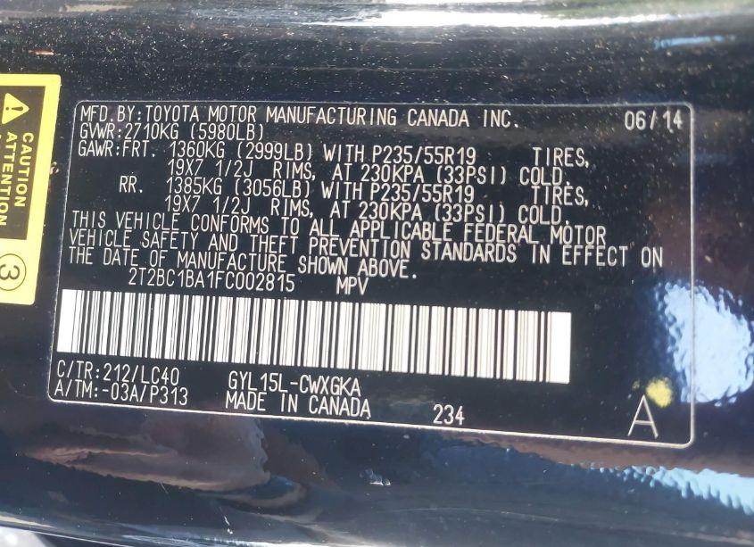 Photo 9 of 2015 Lexus Rx 450H (VIN 2T2BC1BA1FC002815)