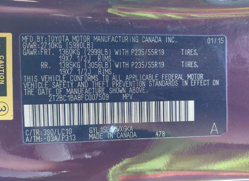 Photo 9 of 2015 Lexus Rx 450H (VIN 2T2BC1BA8FC007509)