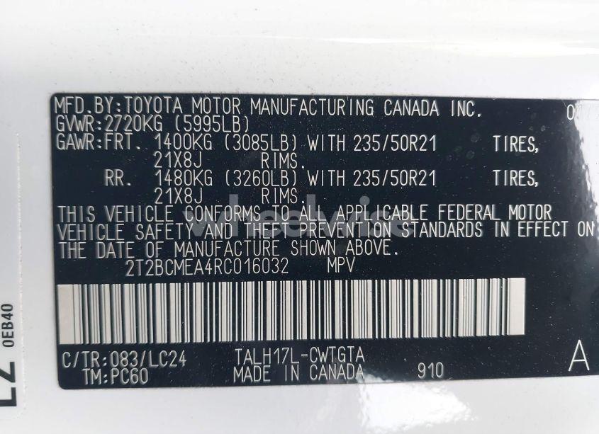 Photo 9 of 2024 Lexus Rx 500H F SPORT PERFORMANCE (VIN 2T2BCMEA4RC016032)