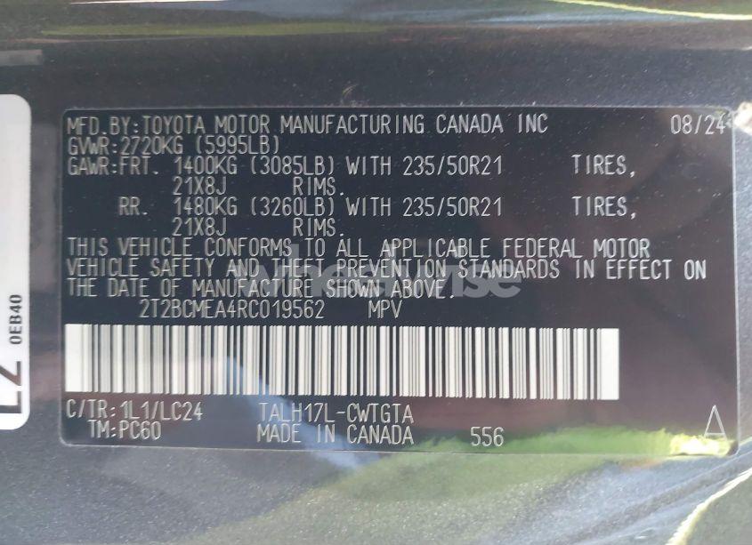 Photo 9 of 2024 Lexus Rx 500H F SPORT PERFORMANCE (VIN 2T2BCMEA4RC019562)