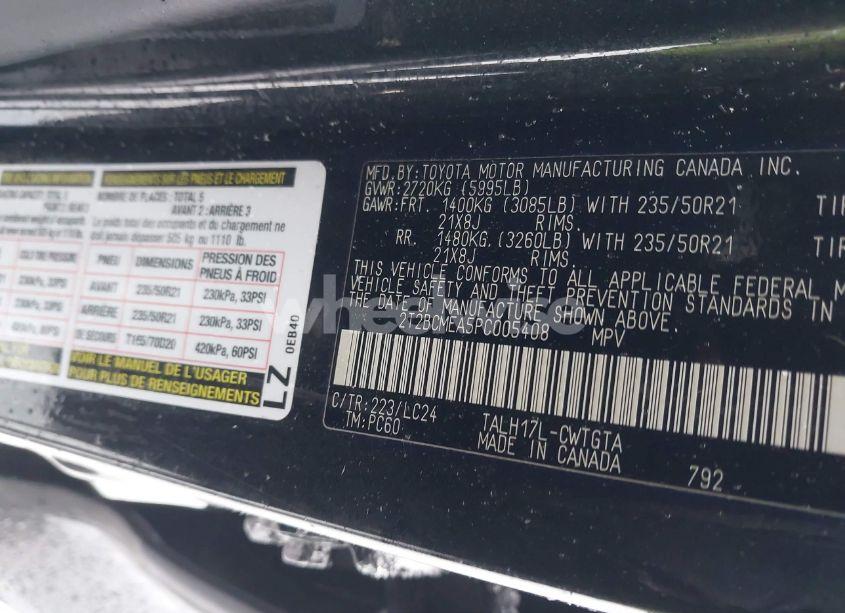 Photo 9 of 2023 Lexus Rx 500H F SPORT PERFORMANCE (VIN 2T2BCMEA5PC005408)