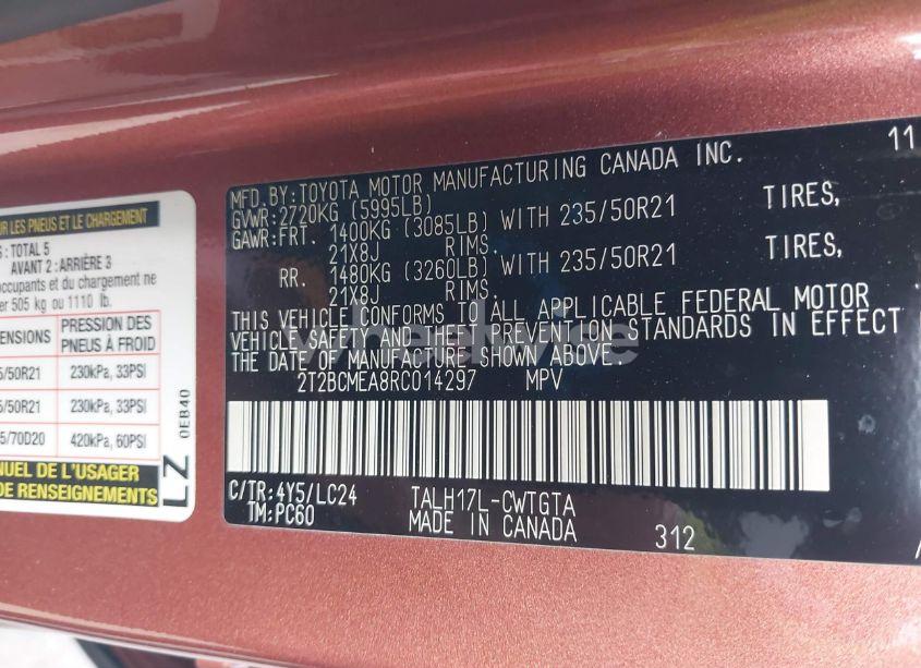 Photo 9 of 2024 Lexus Rx 500H F SPORT PERFORMANCE (VIN 2T2BCMEA8RC014297)