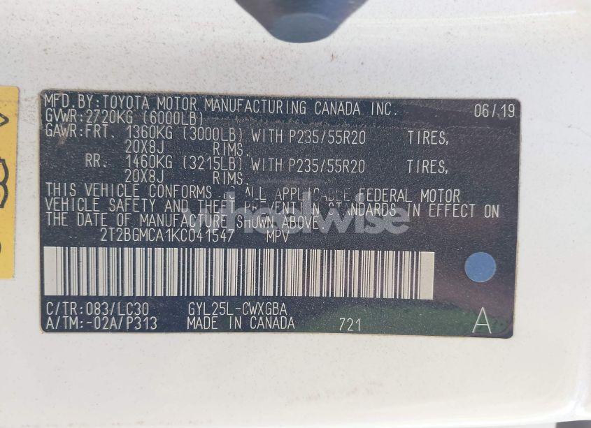 Photo 9 of 2019 Lexus Rx 450H F SPORT (VIN 2T2BGMCA1KC041547)