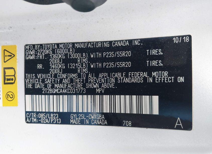 Photo 9 of 2019 Lexus Rx 450H (VIN 2T2BGMCA4KC031773)