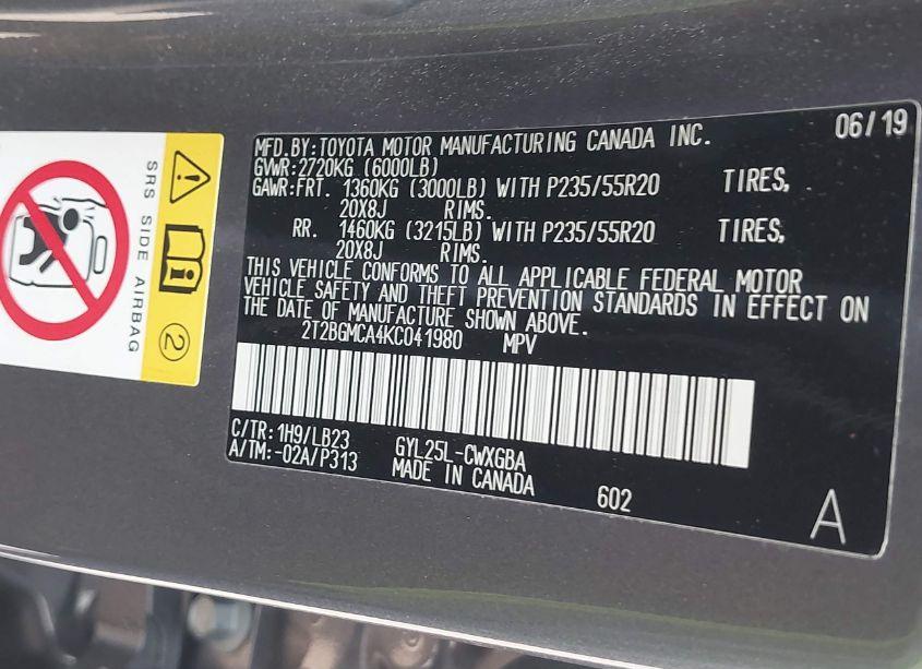 Photo 9 of 2019 Lexus Rx 450H (VIN 2T2BGMCA4KC041980)