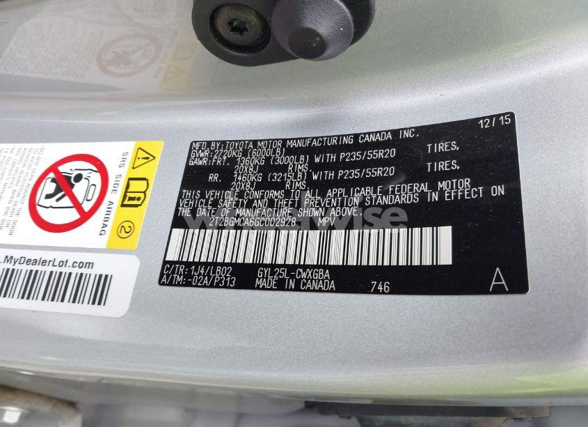 Photo 9 of 2016 Lexus Rx 450H (VIN 2T2BGMCA6GC002928)