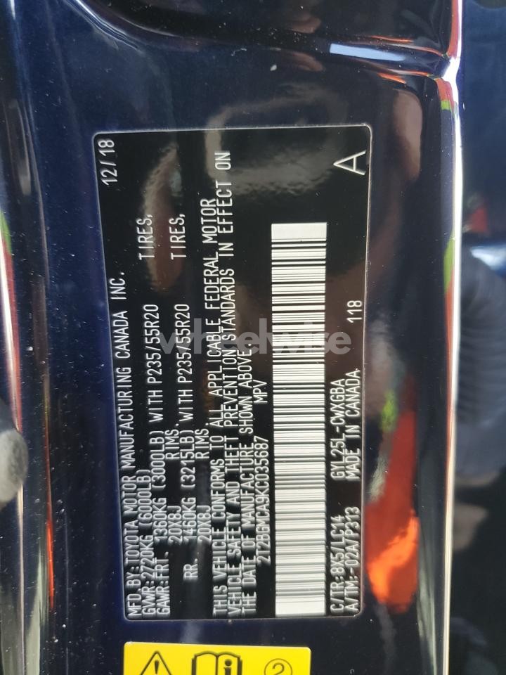 Photo 12 of 2019 LEXUS RX 450H BASE (VIN 2T2BGMCA9KC035687)