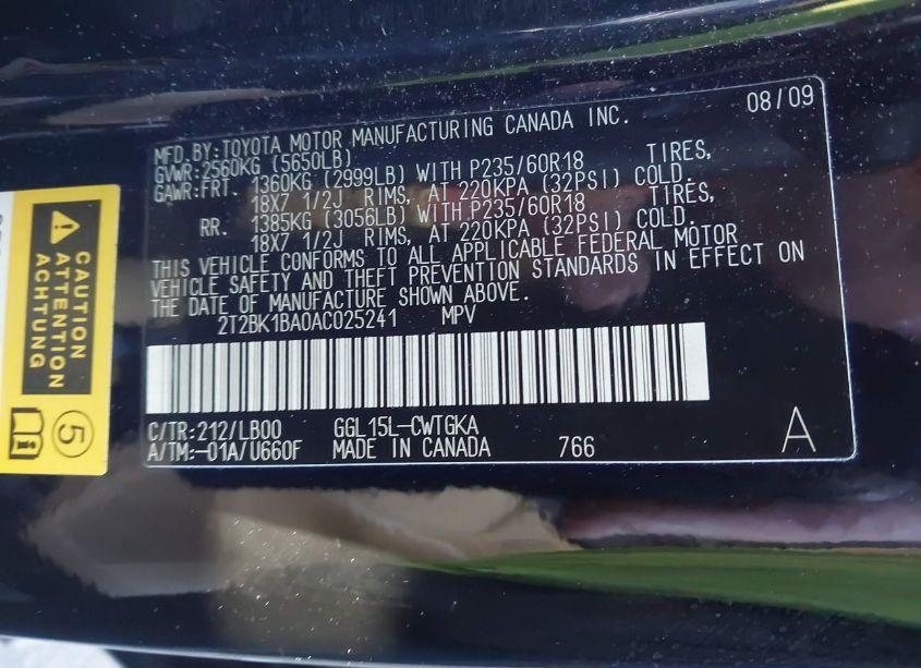 Photo 9 of 2010 Lexus Rx 350 (VIN 2T2BK1BA0AC025241)