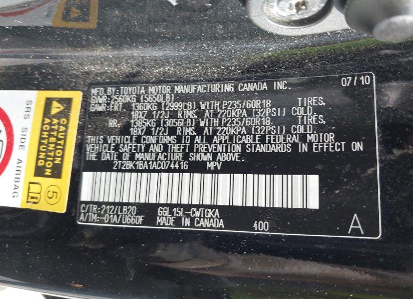 Photo 9 of 2010 Lexus Rx 350 BASE (A6) (VIN 2T2BK1BA1AC074416)