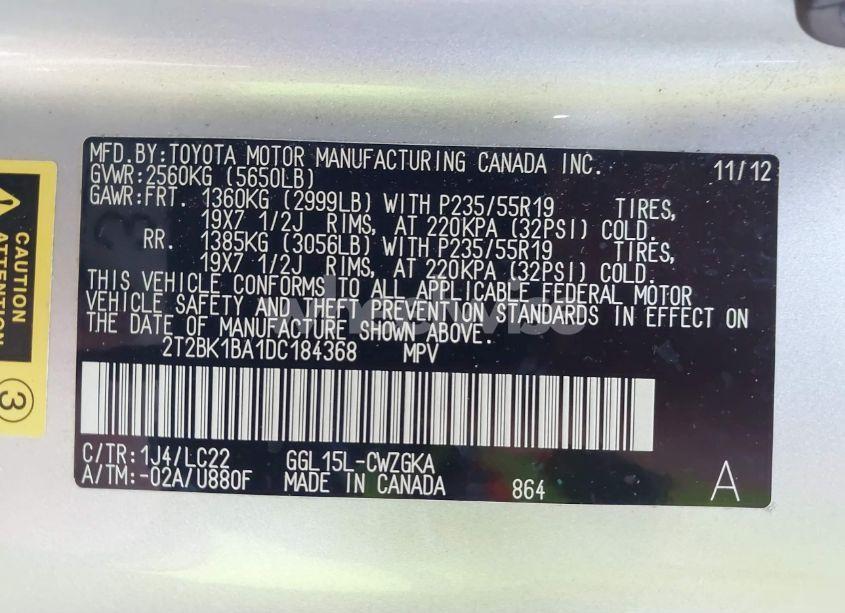 Photo 9 of 2013 Lexus Rx 350 F SPORT (VIN 2T2BK1BA1DC184368)