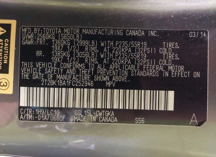 Photo 9 of 2015 Lexus Rx 350 (VIN 2T2BK1BA1FC252946)