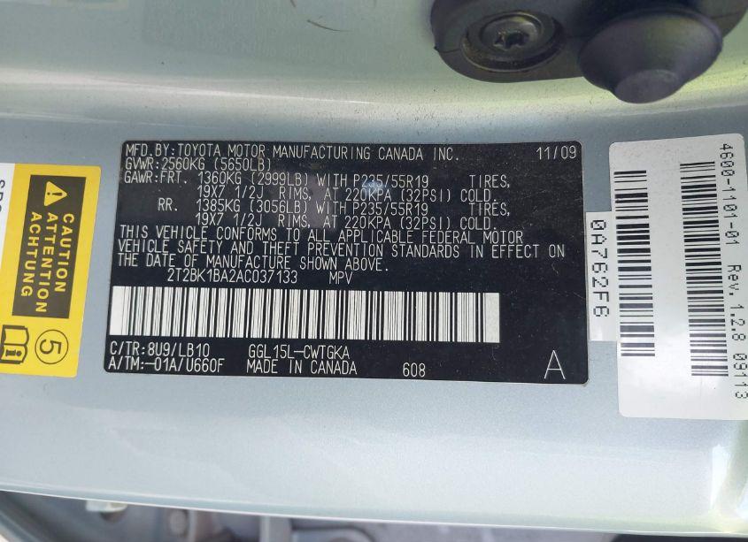 Photo 9 of 2010 Lexus Rx 350 BASE (A6) (VIN 2T2BK1BA2AC037133)