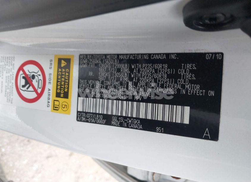 Photo 9 of 2010 Lexus Rx 350 (VIN 2T2BK1BA2AC076045)