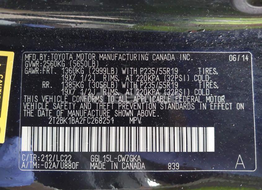 Photo 9 of 2015 Lexus Rx 350 F SPORT (VIN 2T2BK1BA2FC268251)