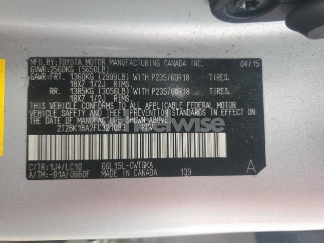 Photo 2 of 2015 LEXUS RX 350 BASE (VIN 2T2BK1BA2FC321093)