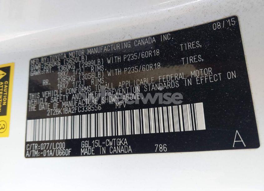 Photo 9 of 2015 Lexus Rx 350 (VIN 2T2BK1BA2FC338556)