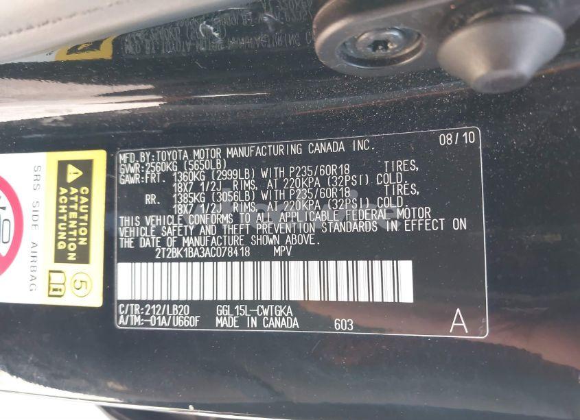 Photo 9 of 2010 Lexus Rx 350 (VIN 2T2BK1BA3AC078418)
