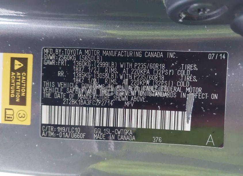 Photo 9 of 2015 Lexus Rx 350 (VIN 2T2BK1BA3FC272714)