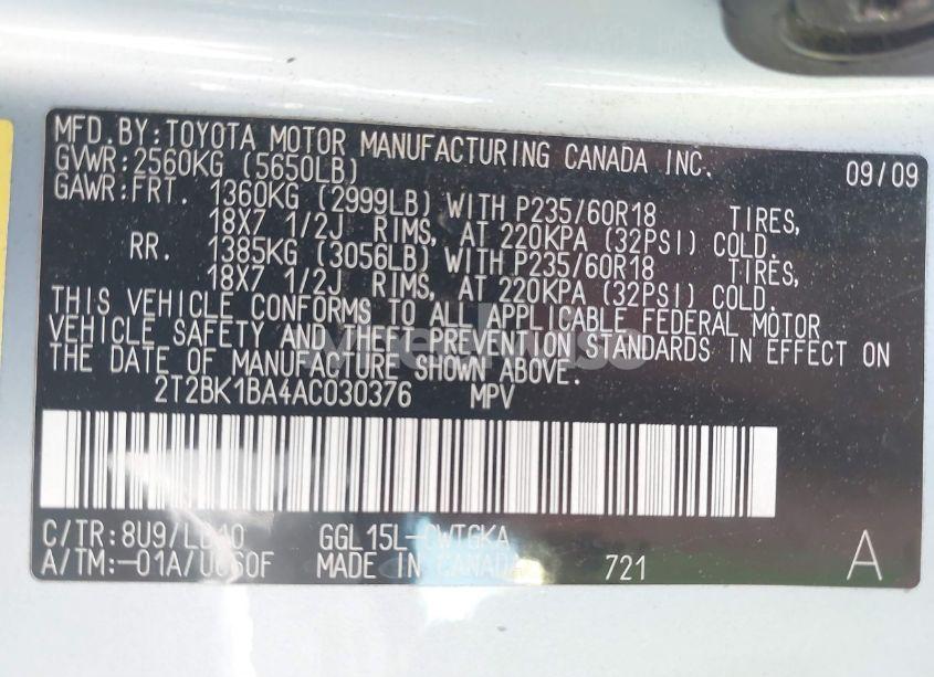 Photo 9 of 2010 Lexus Rx 350 (VIN 2T2BK1BA4AC030376)