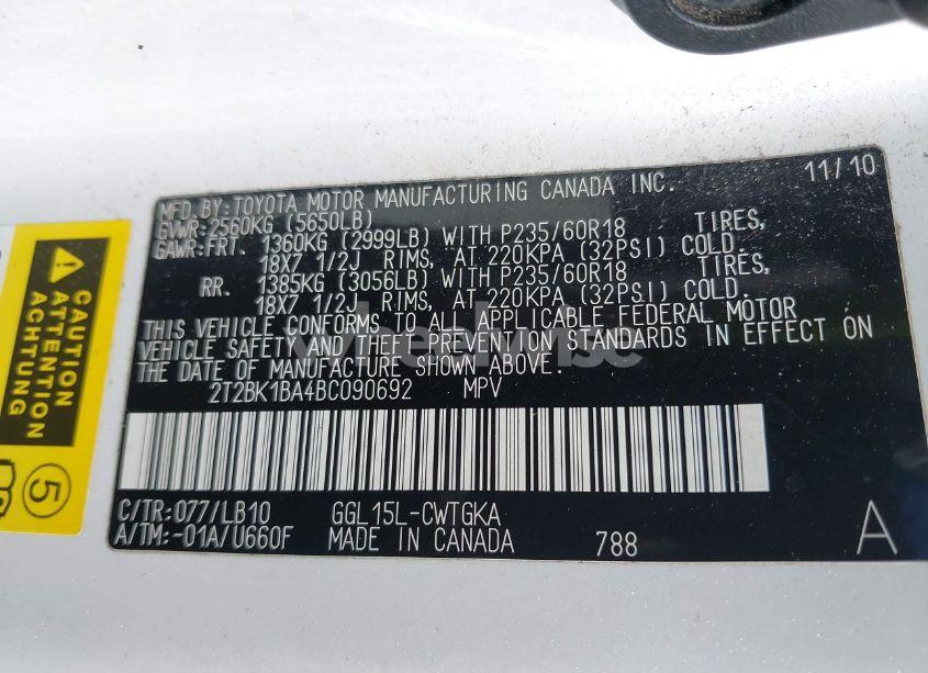 Photo 9 of 2011 Lexus Rx 350 (VIN 2T2BK1BA4BC090692)