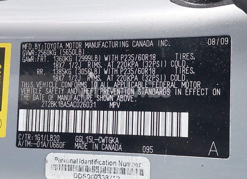 Photo 9 of 2010 Lexus Rx 350 BASE (A6) (VIN 2T2BK1BA5AC026031)