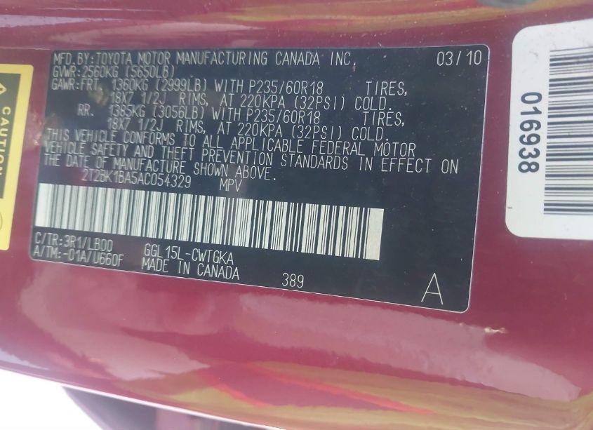 Photo 9 of 2010 Lexus Rx 350 (VIN 2T2BK1BA5AC054329)