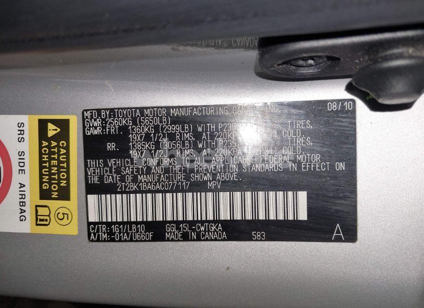 Photo 9 of 2010 Lexus Rx 350 BASE (A6) (VIN 2T2BK1BA6AC077117)