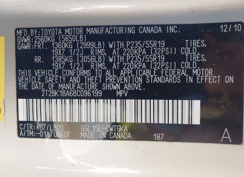 Photo 9 of 2011 Lexus Rx 350 (VIN 2T2BK1BA6BC096199)