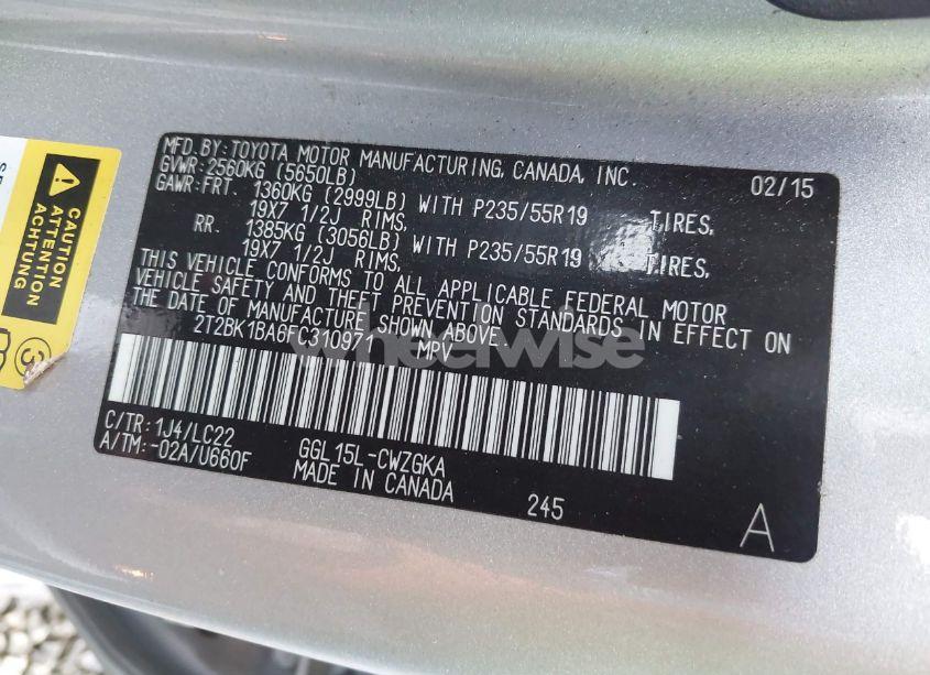 Photo 9 of 2015 Lexus Rx 350 F SPORT (VIN 2T2BK1BA6FC310971)