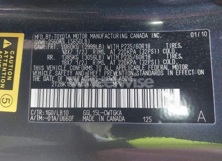 Photo 9 of 2010 Lexus Rx 350 (VIN 2T2BK1BA7AC047656)