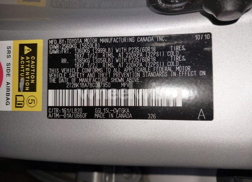 Photo 9 of 2011 Lexus Rx 350 (VIN 2T2BK1BA7BC087950)