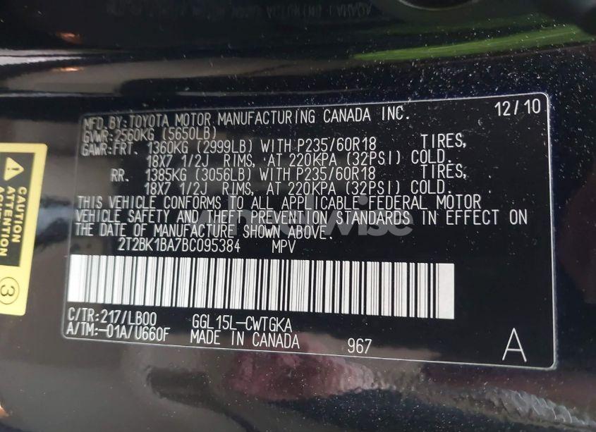 Photo 9 of 2011 Lexus Rx 350 (VIN 2T2BK1BA7BC095384)