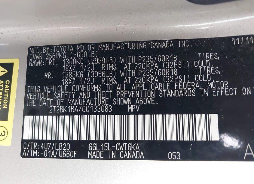 Photo 9 of 2012 Lexus Rx 350 (VIN 2T2BK1BA7CC133083)