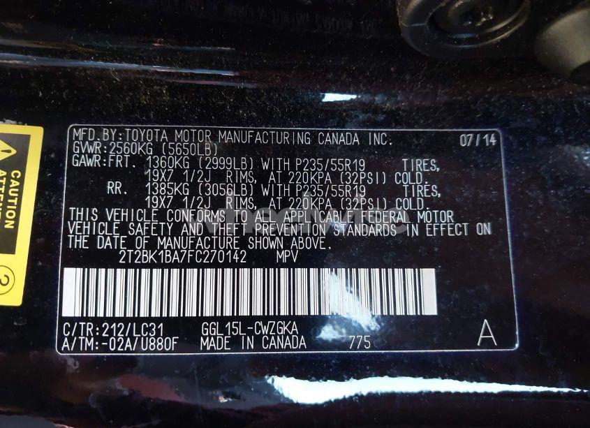 Photo 9 of 2015 Lexus Rx 350 F SPORT (VIN 2T2BK1BA7FC270142)