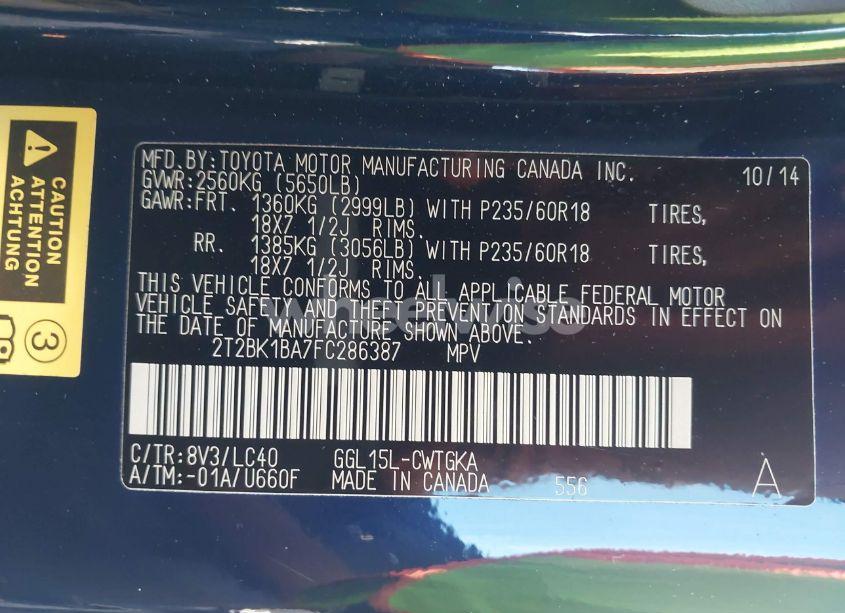 Photo 9 of 2015 Lexus Rx 350 (VIN 2T2BK1BA7FC286387)