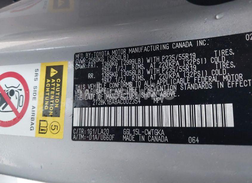 Photo 9 of 2010 Lexus Rx 350 BASE (A6) (VIN 2T2BK1BA8AC002354)