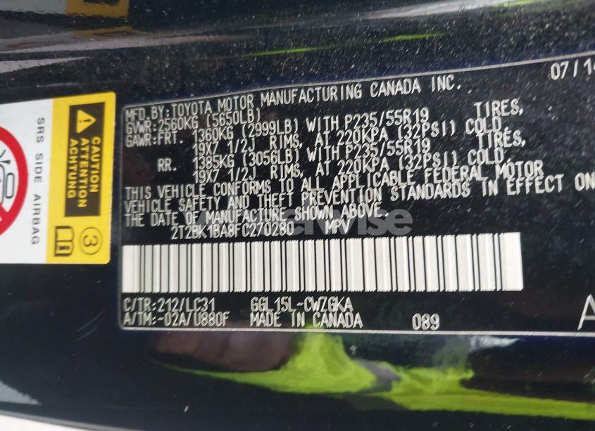 Photo 9 of 2015 Lexus Rx 350 F SPORT (VIN 2T2BK1BA8FC270280)