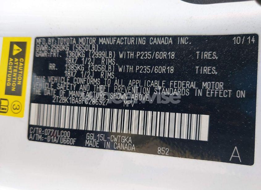 Photo 9 of 2015 Lexus Rx 350 (VIN 2T2BK1BA8FC286527)