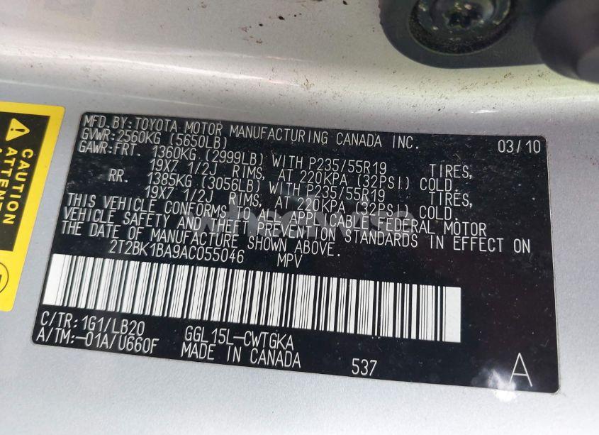 Photo 9 of 2010 Lexus Rx 350 (VIN 2T2BK1BA9AC055046)