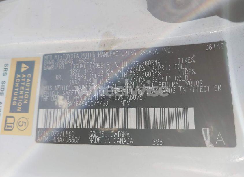 Photo 9 of 2010 Lexus Rx 350 (VIN 2T2BK1BA9AC071750)