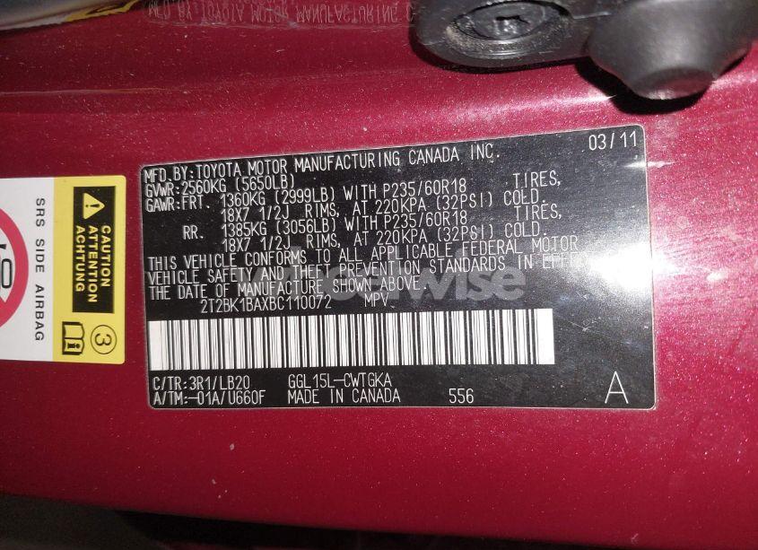 Photo 9 of 2011 Lexus Rx 350 (VIN 2T2BK1BAXBC110072)