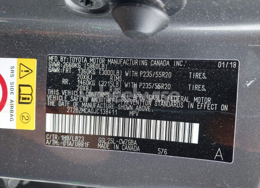 Photo 9 of 2018 Lexus Rx 350 (VIN 2T2BZMCA0JC138411)