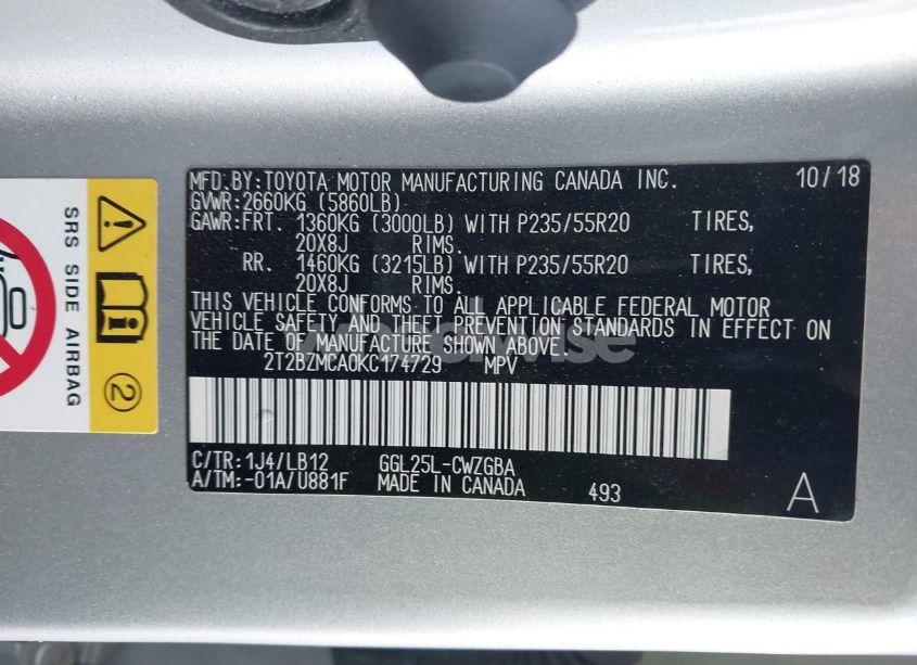 Photo 9 of 2019 Lexus Rx 350 (VIN 2T2BZMCA0KC174729)