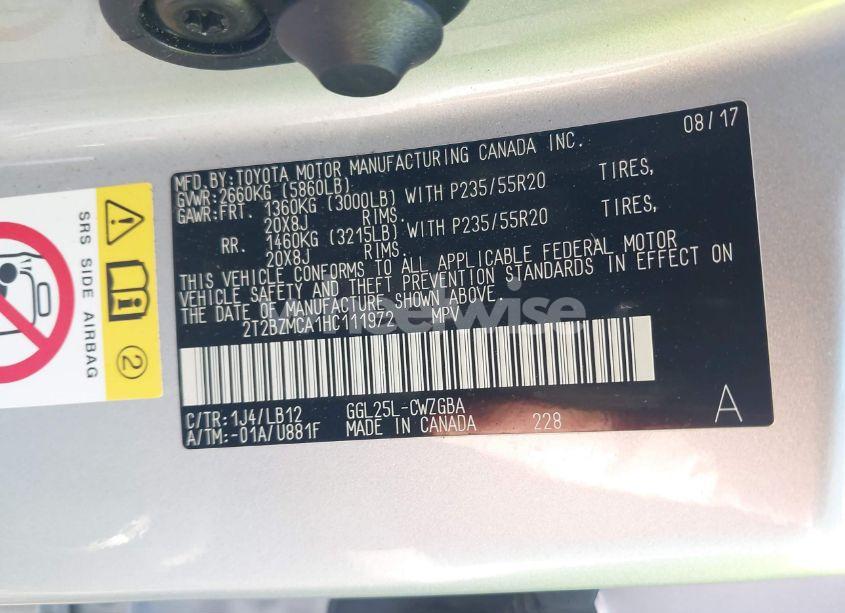 Photo 9 of 2017 Lexus Rx 350 (VIN 2T2BZMCA1HC111972)