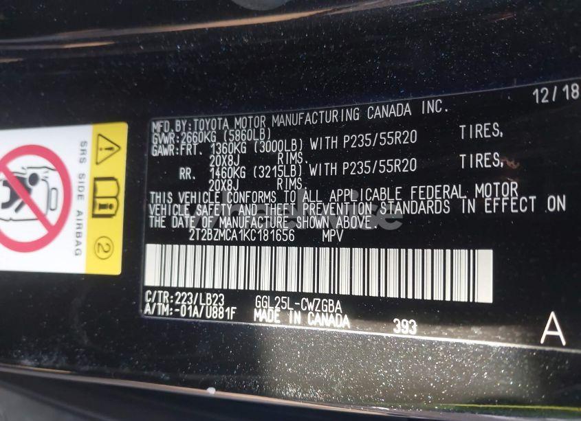 Photo 9 of 2019 Lexus Rx 350 (VIN 2T2BZMCA1KC181656)