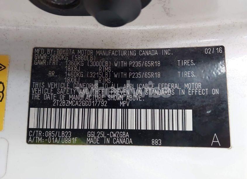 Photo 9 of 2016 Lexus Rx 350 (VIN 2T2BZMCA2GC017792)